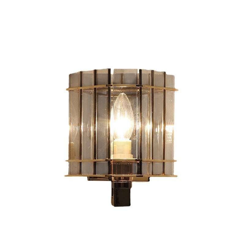 Scandinavian Cylinder Glass Iron 1-Light Wall Sconce Lamp
