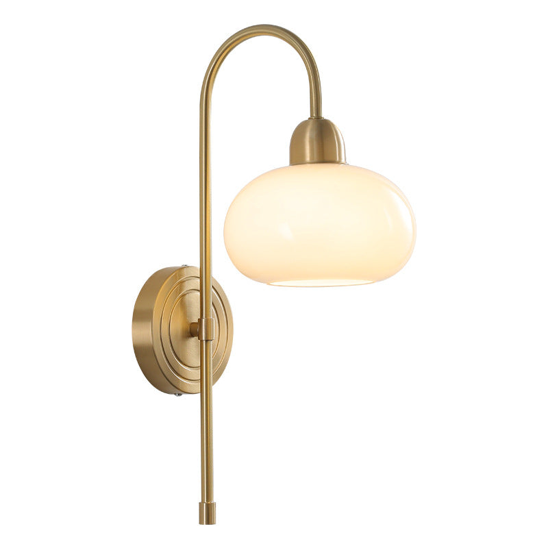 Scandinavian Round Glass Brass 1-Light Wall Sconce Lamp