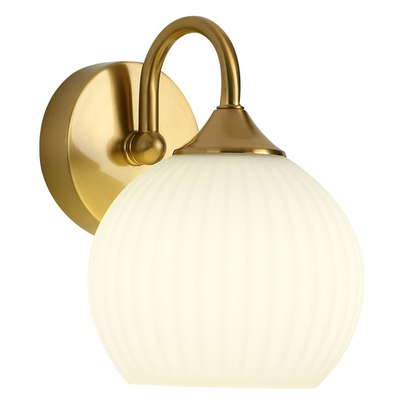 Orb Striped Round Glass Iron 1-Light Wall Sconce Lamp