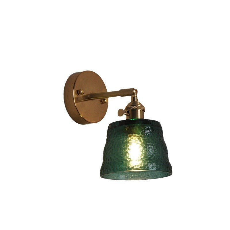 Traditional Round Cone Glass Iron 1-Light Wall Sconce Lamp