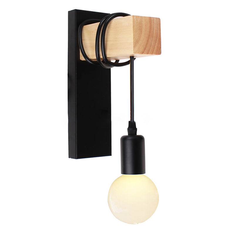 Rectangular Cylinder Glass Iron 1-Light Wall Sconce Lamp