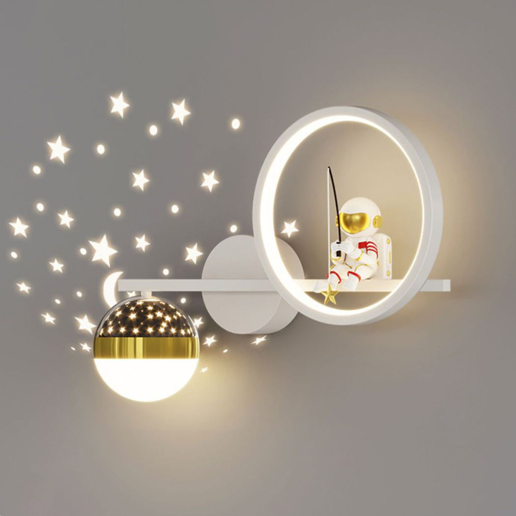 Deco Astronaut Round Orb Acrylic Iron LED Wall Sconce Lamp