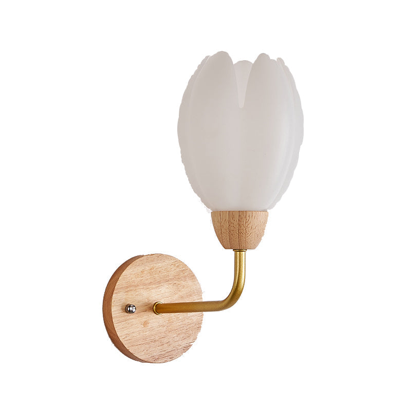 Scandinavian Round PVC Iron Wood 1-Light Wall Sconce Lamp