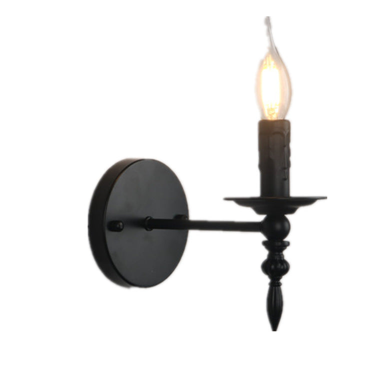Round Candle Shape Glass Iron 1-Light Wall Sconce Lamp