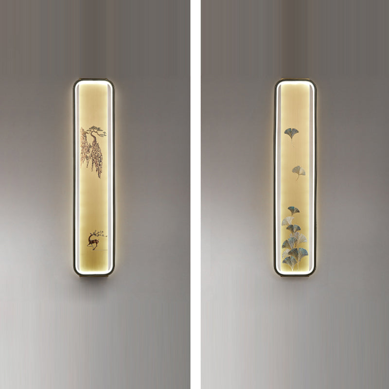 Chinese Bamboo Leaf Ginkgo Biloba LED Wall Sconce Lamp