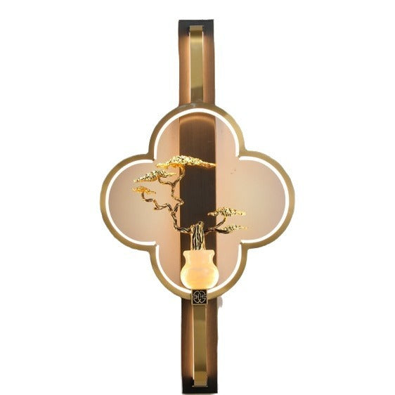 Chinese Alloy Flower Deer Bottle Gourd LED Wall Sconce Lamp