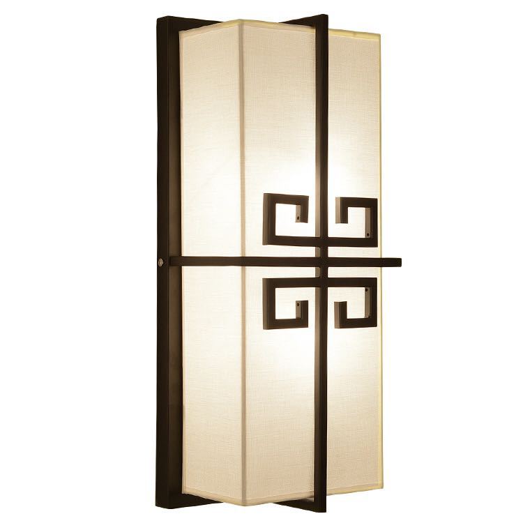 Chinese Rectangular Chinese Knot 2-Light Wall Sconce Lamp