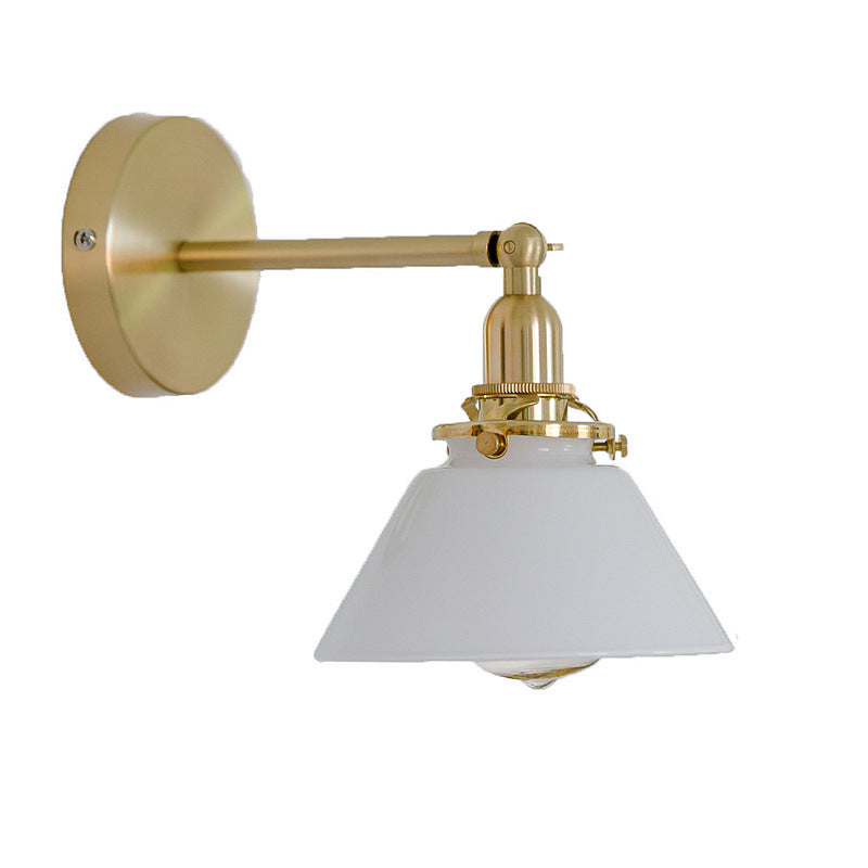 Japanese Copper Glass Conic 1-Light Wall Sconce Lamp