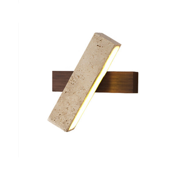 Japanese Wood Rotatable Rectangular LED Wall Sconce Lamp