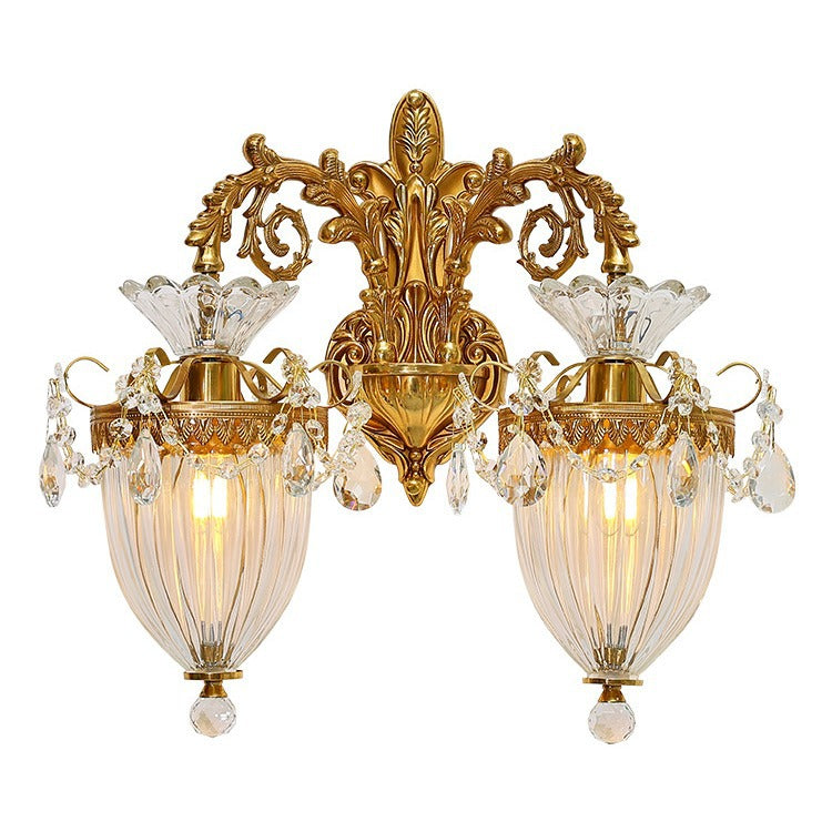 Alloy Teardrop-Shaped Carved 1/2 Light Wall Sconce Lamp