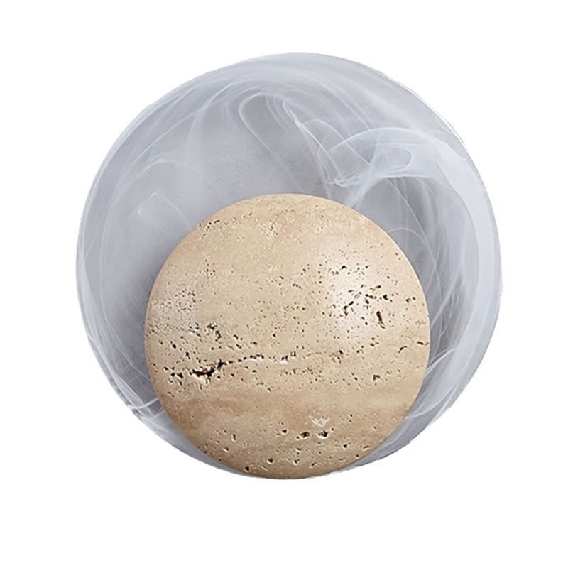 Travertine Round Smoke Textured Zipper LED Wall Sconce Lamp