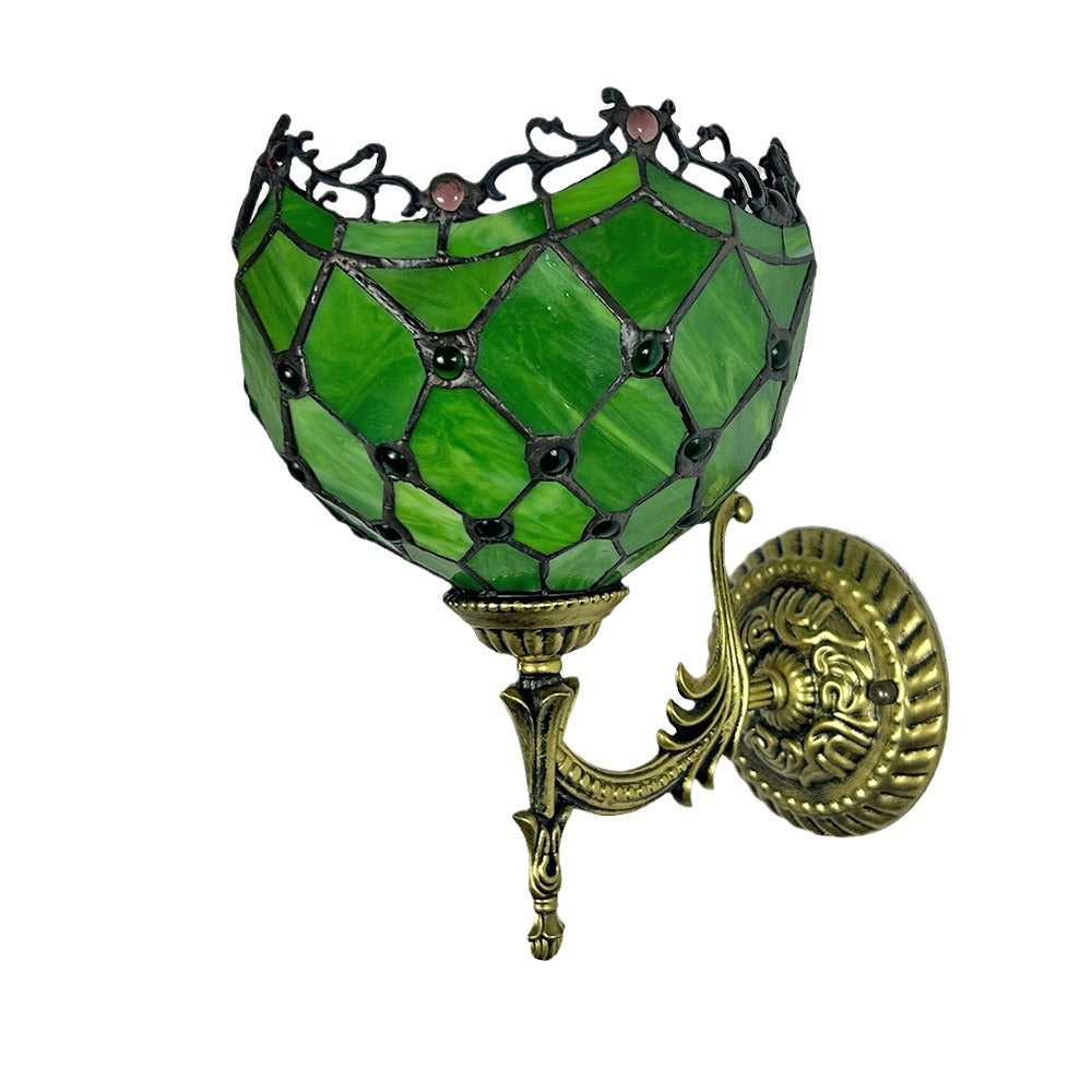 Tiffany Alloy Bowl Petal Beads 1-Light Wall Sconce Lamp