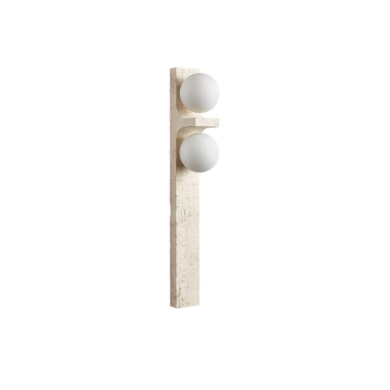 Travertine Ball Grille Rectangular 2-Light Wall Sconce Lamp
