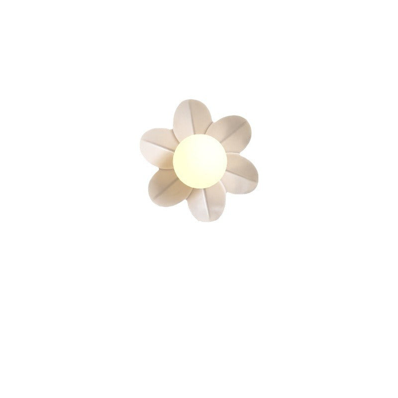 Resin Glass Iron Flower Pull Chain 1-Light Wall Sconce Lamp