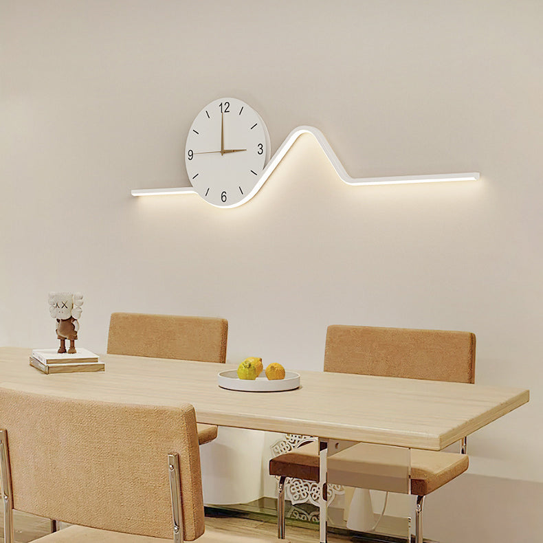 Creative Iron Acrylic Line Clock LED Wall Sconce Lamp