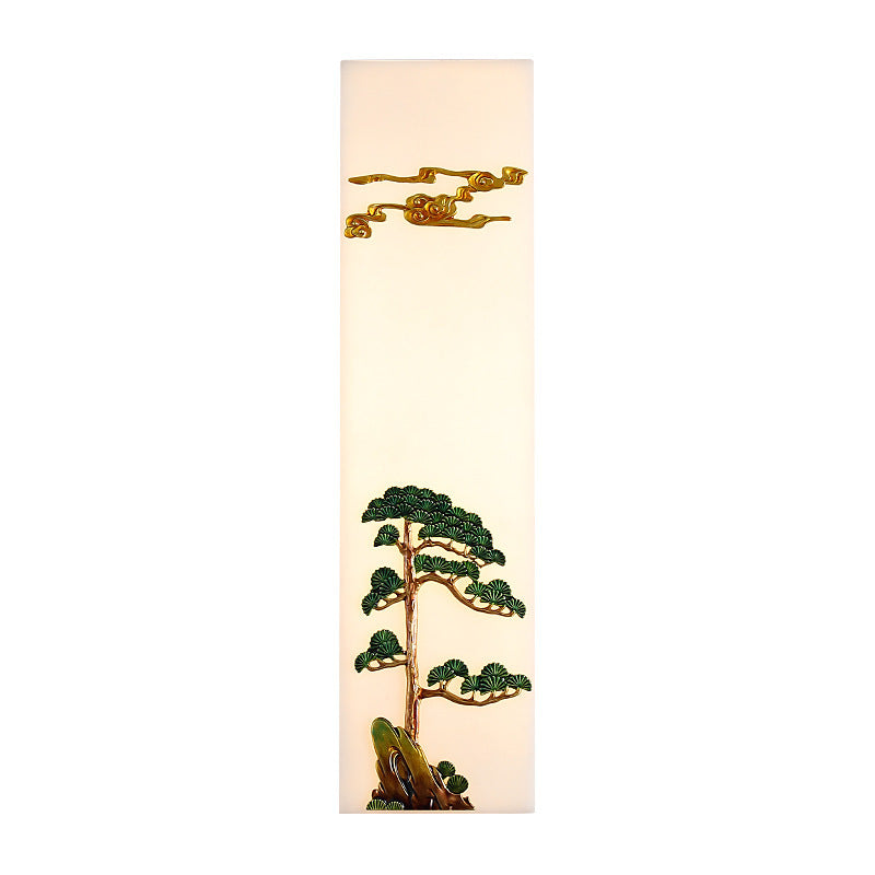 Chinese Bamboo Flower Pine Tree LED Wall Sconce Lamp