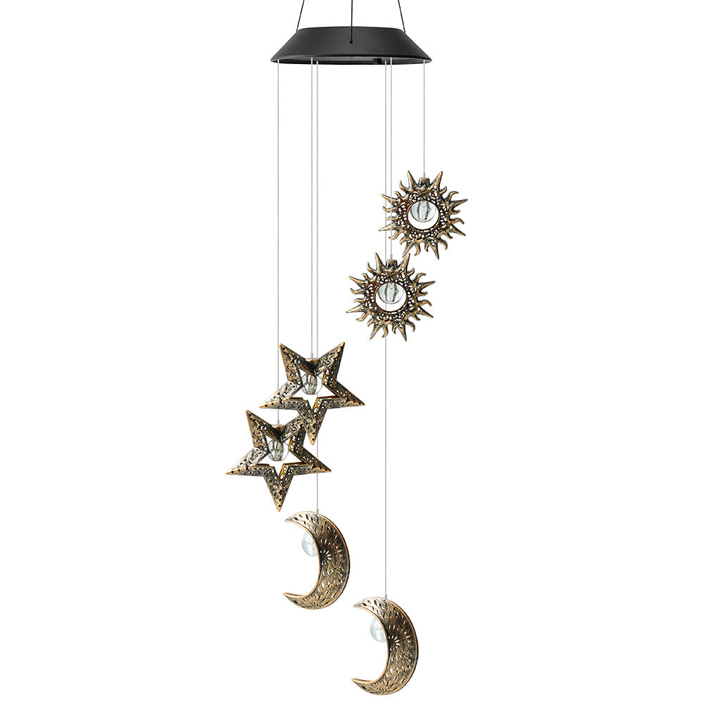 Boho Solar Moon Sun Star Wind Chime Light