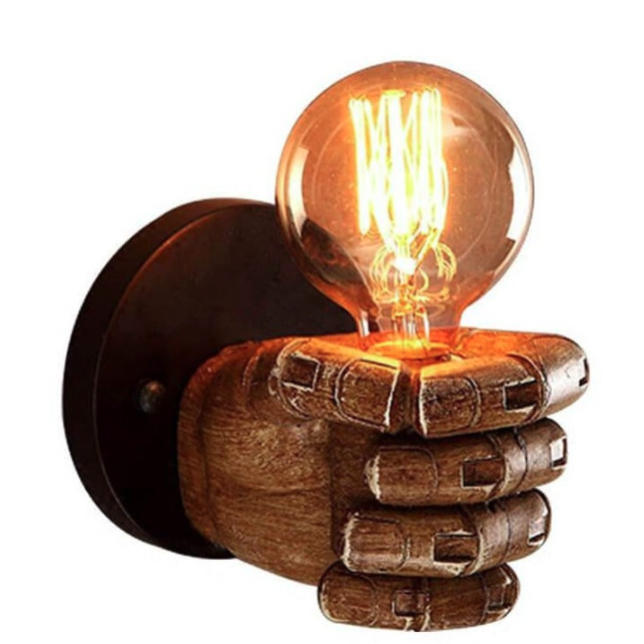 Industrial Fist-shape Iron Resin 1-Light Wall Sconce Lamp
