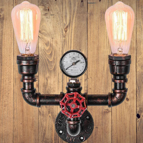 Industrial Retro Metal Pipe 2/3 Light Wall Sconce Lamps