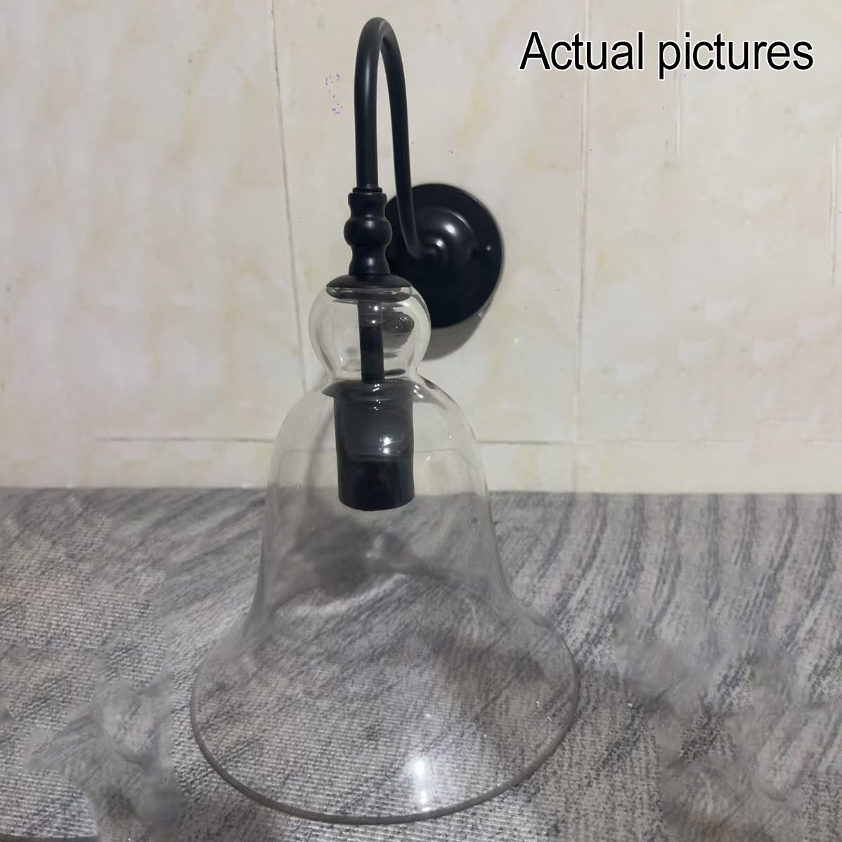 Vintage Clear Glass Bell 1-Light Wall Sconce Lamp