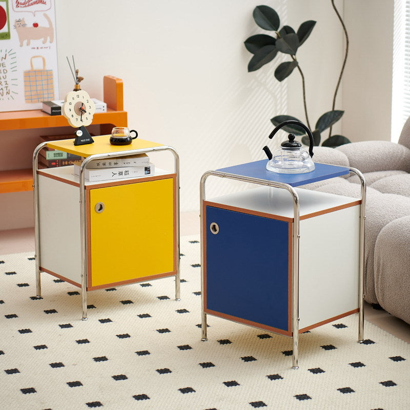 Contemporary Stainless Steel Wood Nightstand