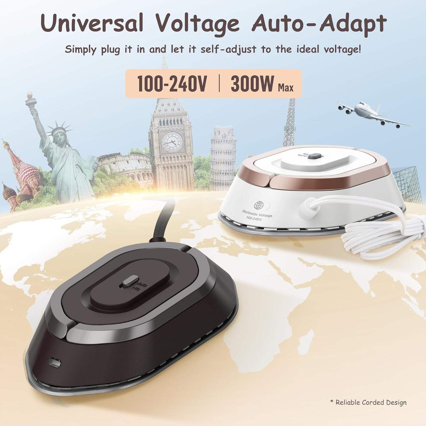 Compact Travel Iron with Foldable Handle