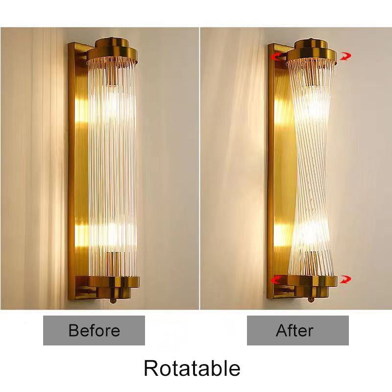 Crystal Cylinder Column Rotation 2-Light Wall Sconce Lamp