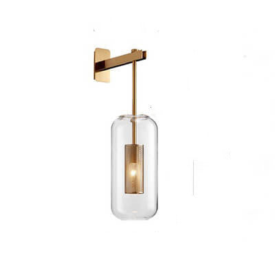 Minimalist Cylinder Clear Glass 1-Light Wall Sconce Lamp