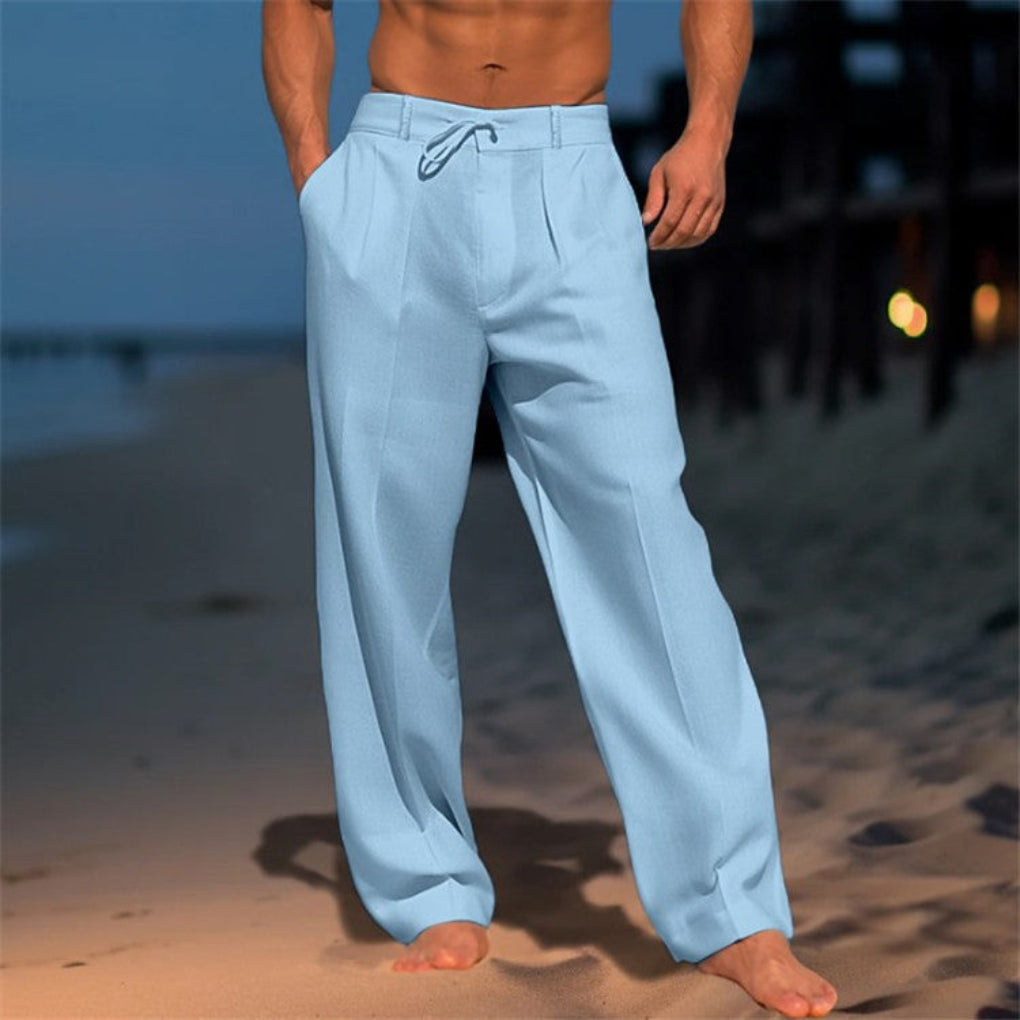 Broadcloth Trousers with Drawstring Waist, Relaxed Fit