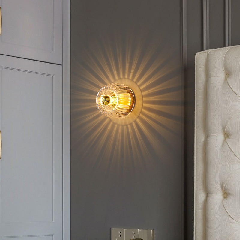Glass Full Copper Dual Purpose 1-Light Flush Mount Light