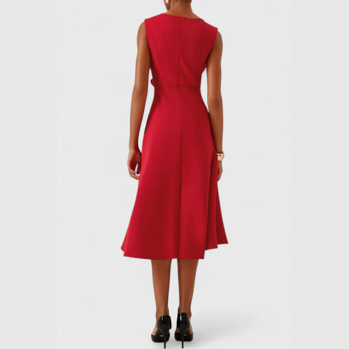 Asymmetric Midi Dress with Draped Hem