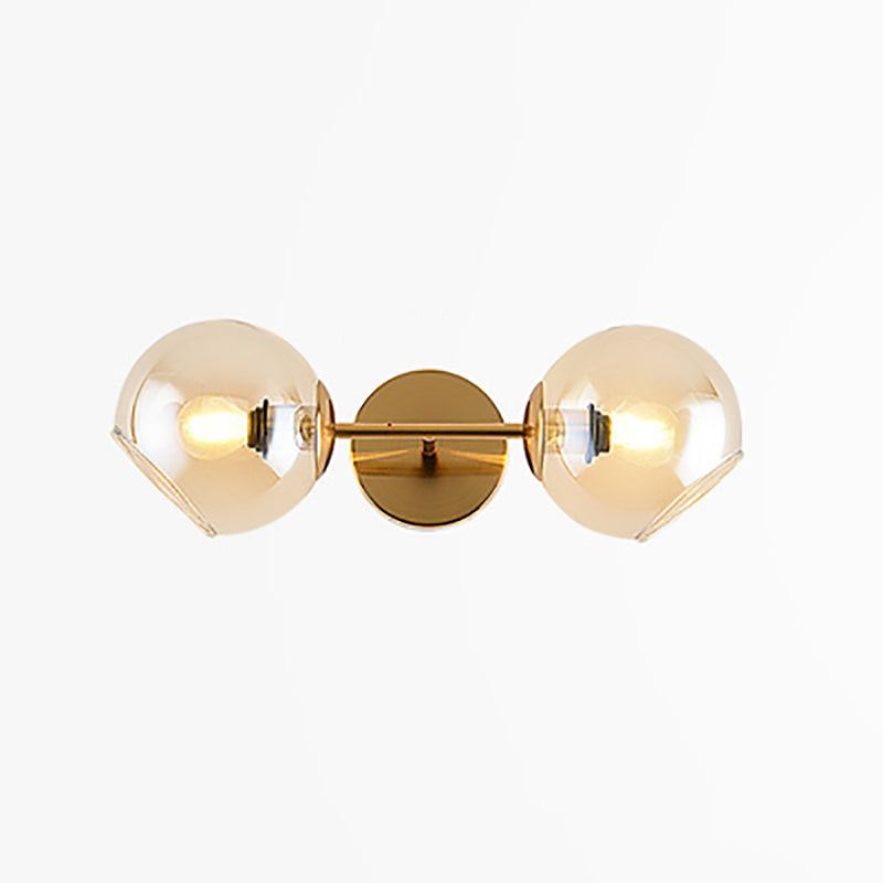 Nordic Iron Glass Ball Strip 2-Light Wall Sconce Lamp