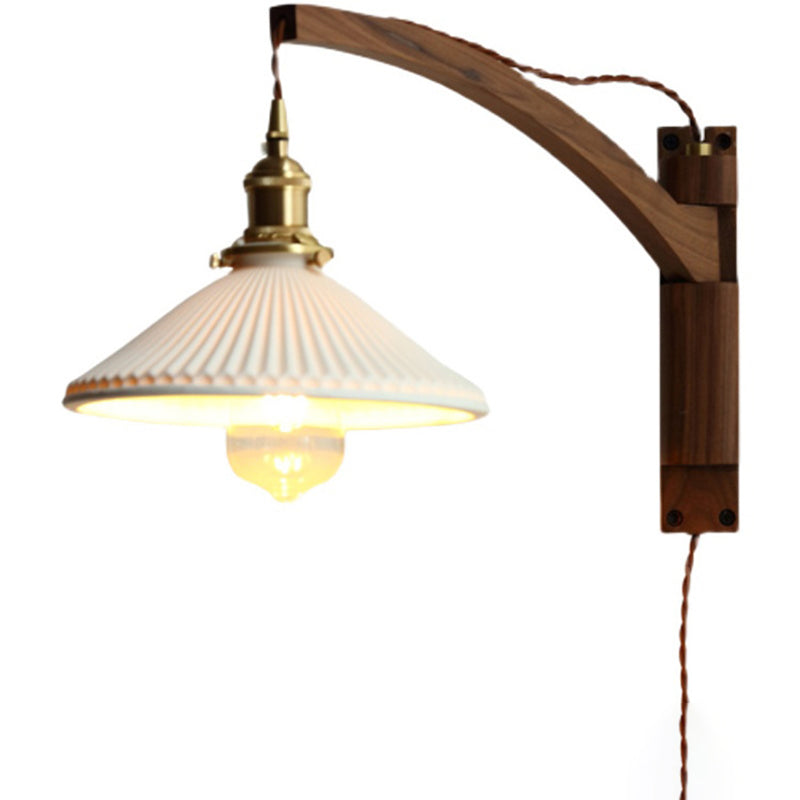 Japanese Glass Ceramic Conic Prism 1-Light Wall Sconce Lamp