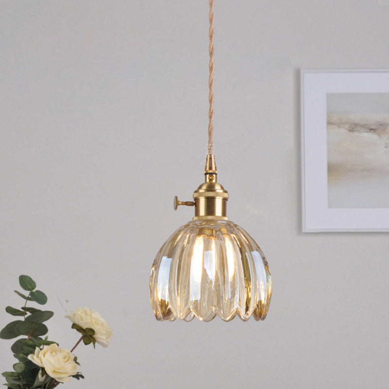 Minimalist Floral Copper Glass 1-Light Wall Sconce Lamp