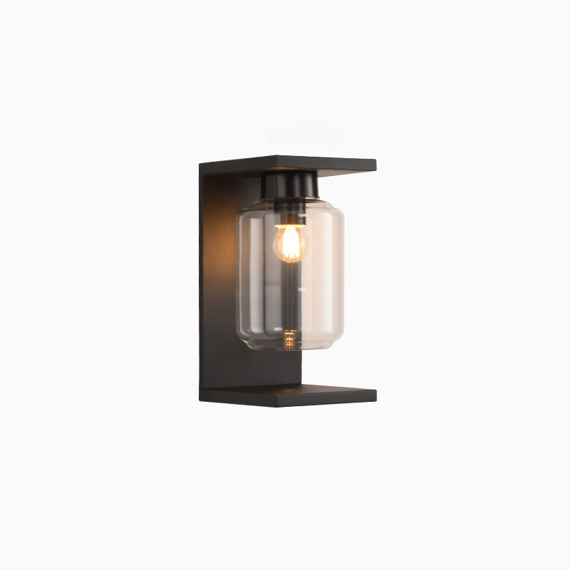 Waterproof Steel Cylinder Glass 1-Light Wall Sconce Lamp