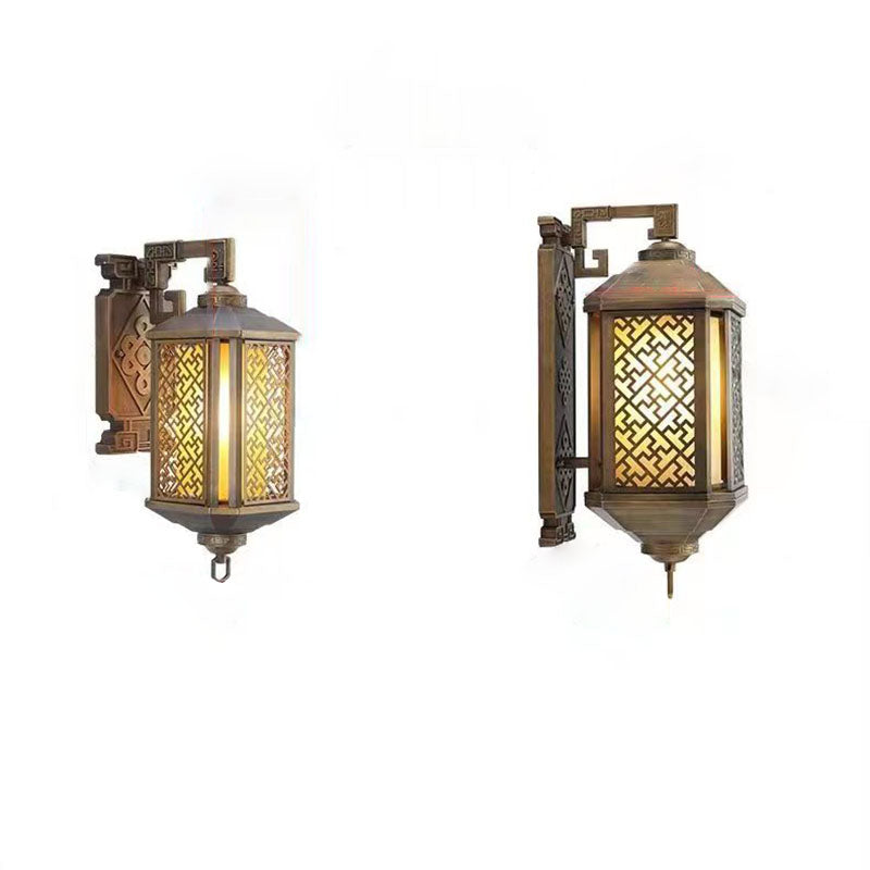 Chinese Aluminum House Pagoda 1-Light Wall Sconce Lamp