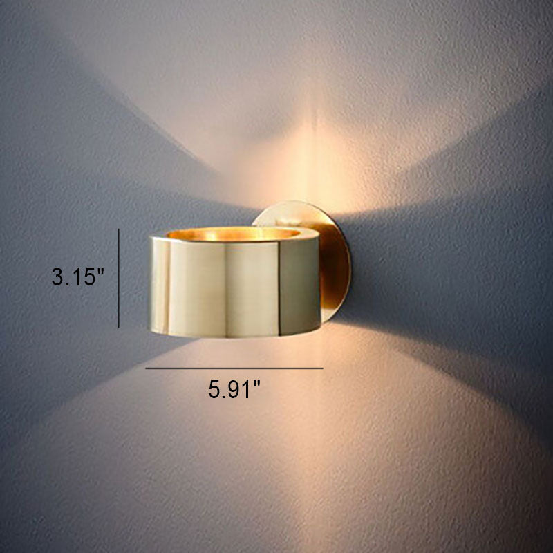 Modern Minimalist Gold Drum 1-Light Wall Sconce Lamp