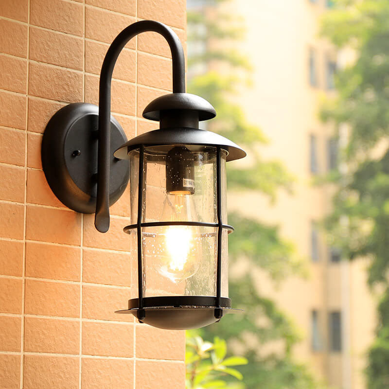 Waterproof Outdoor Iron Glass 1-Light Wall Sconce Lamp