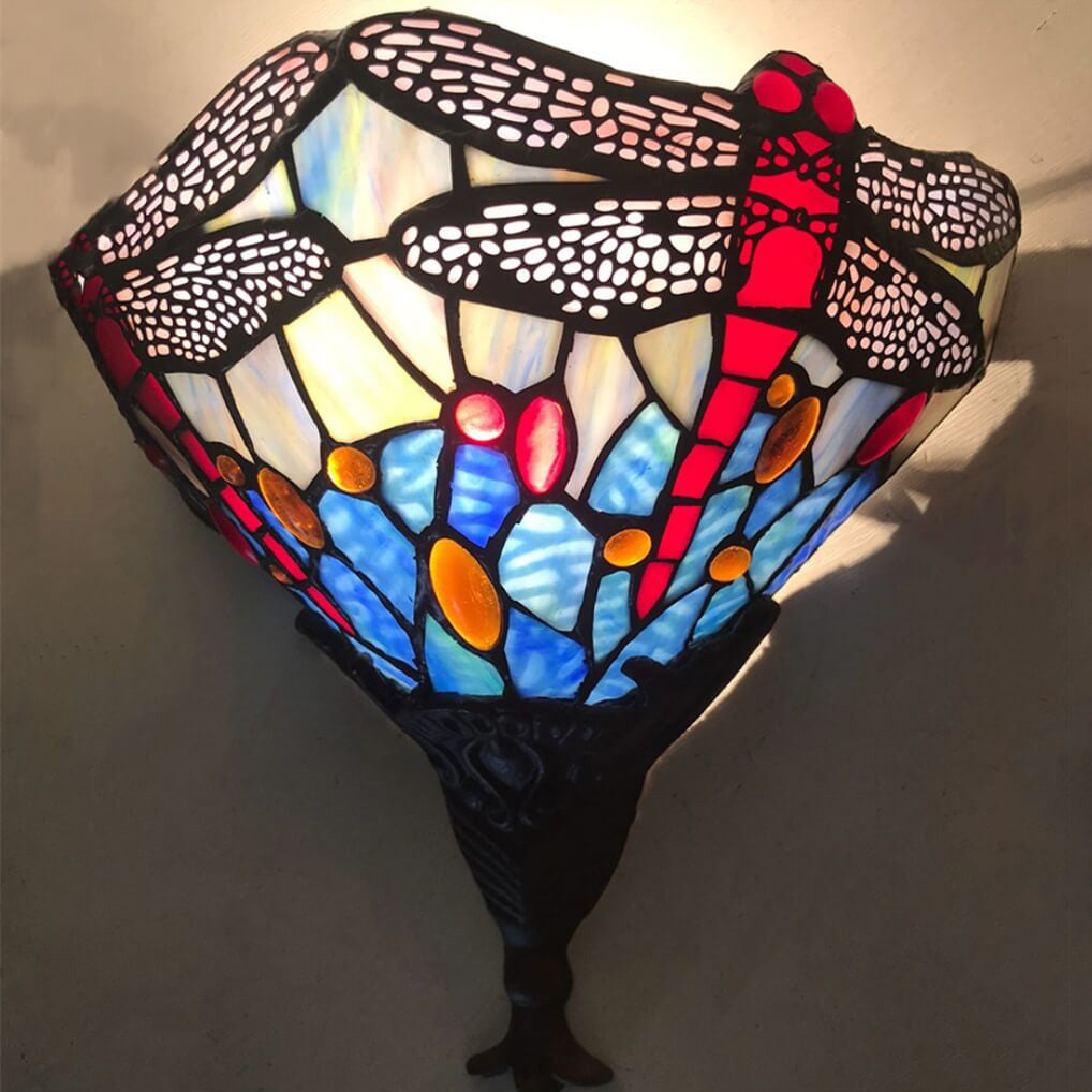 Tiffany Dragonfly Stained Glass 1-Light Wall Sconce Lamp