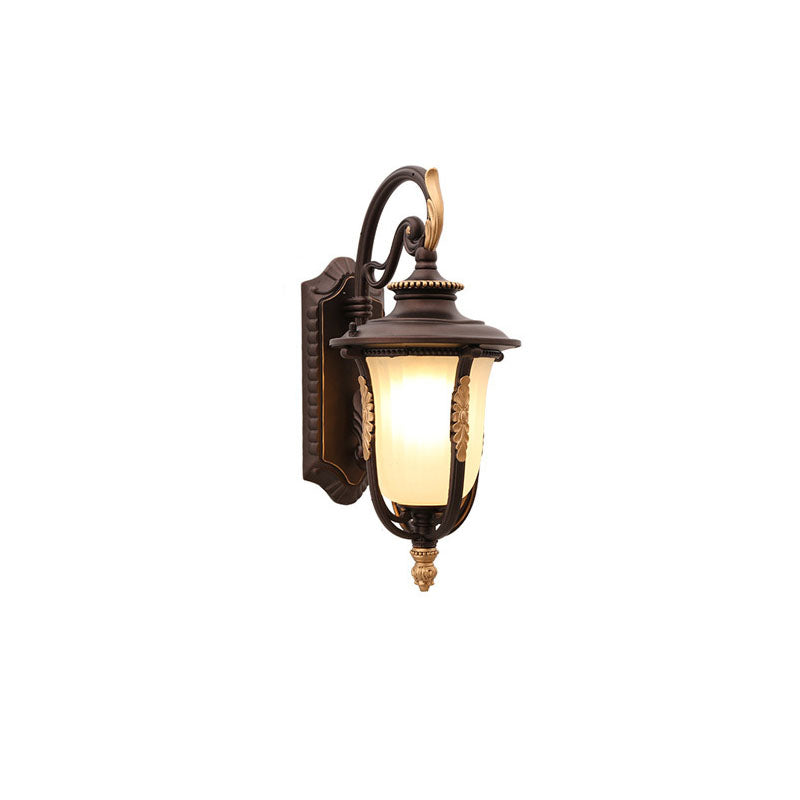 Coffee Aluminum Glass 1-Light Waterproof Wall Sconce Lamp