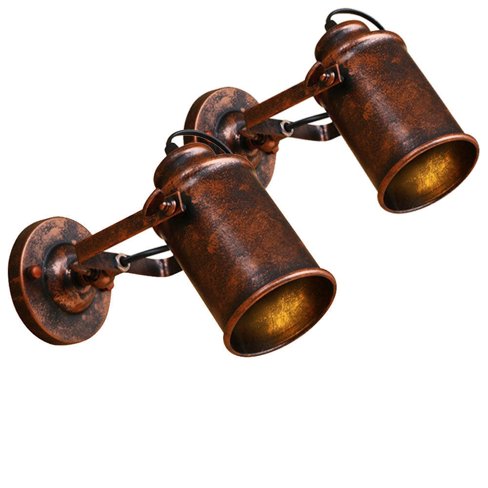 Traditional Rust Iron Cylinder 1-Light Wall Sconce Lamp