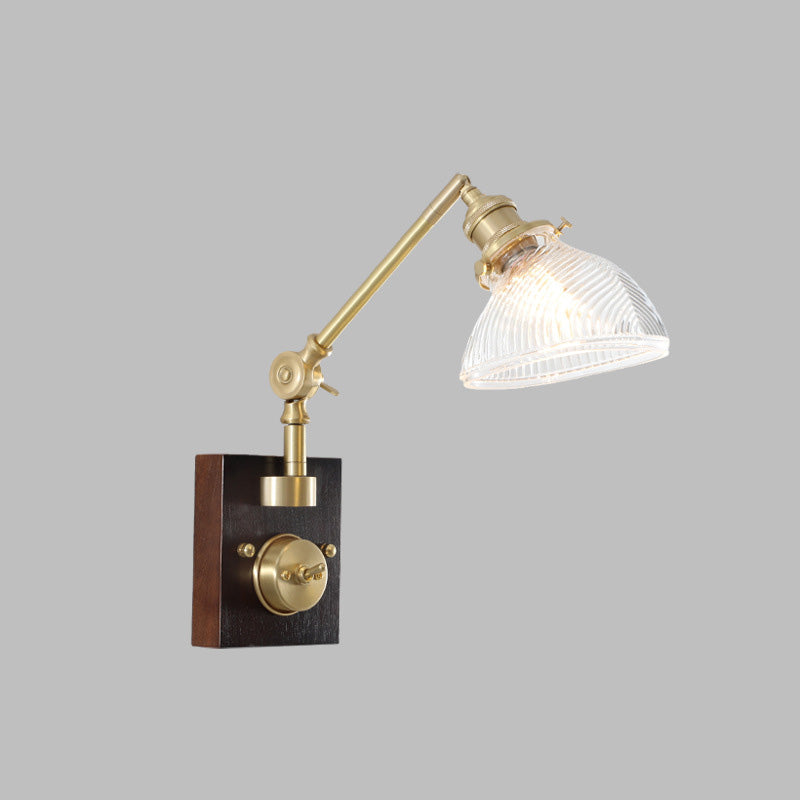 Half Round Glass Copper 1-Light Wall Sconce Lamp