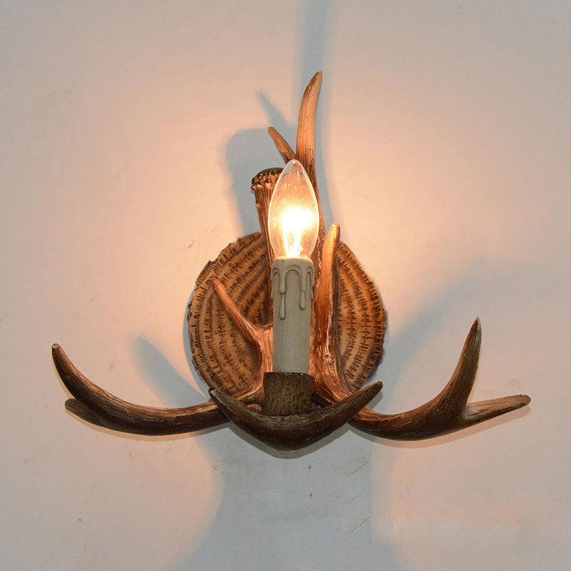 Traditional European Antler Resin 1-Light Wall Sconce Lamp