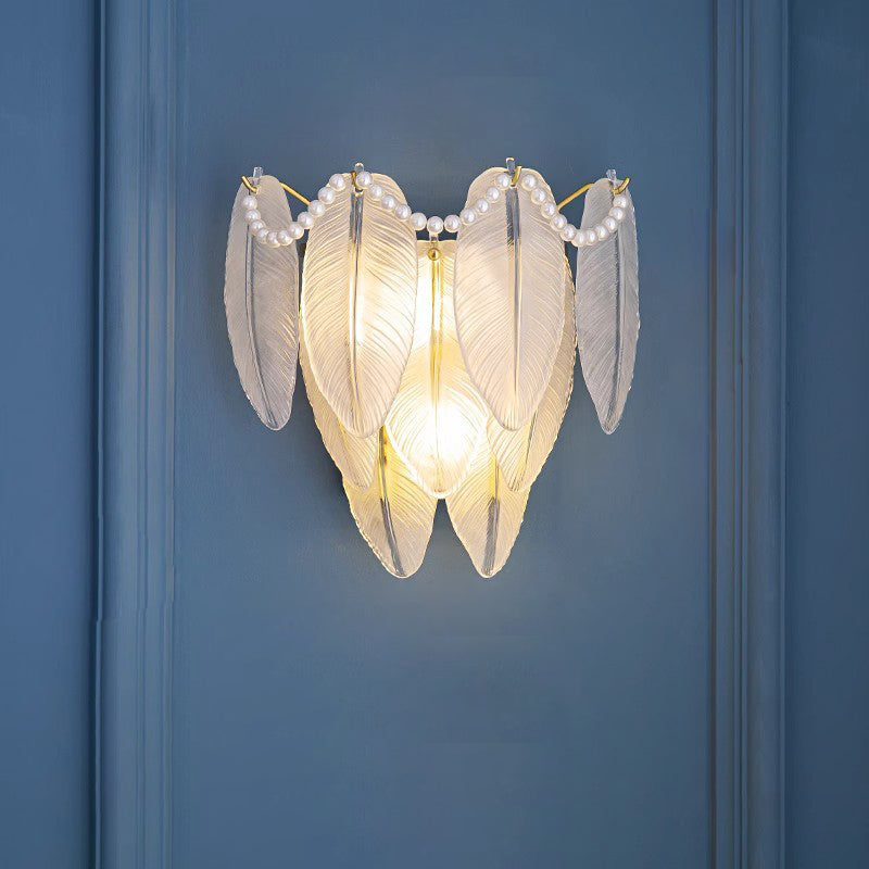 Creative Feather Iron Glass 1-Light Wall Sconce Lamp