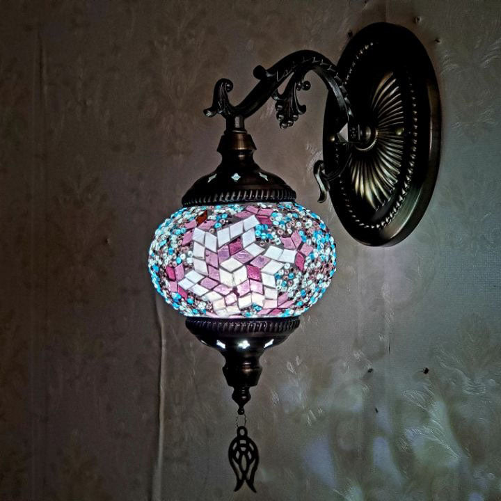 European Exotic Cracked Glass 1-Light Wall Sconce Lamp