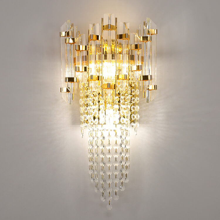 Luxury Crystal Tassel Gold 2/3 Light Wall Sconce Lamp