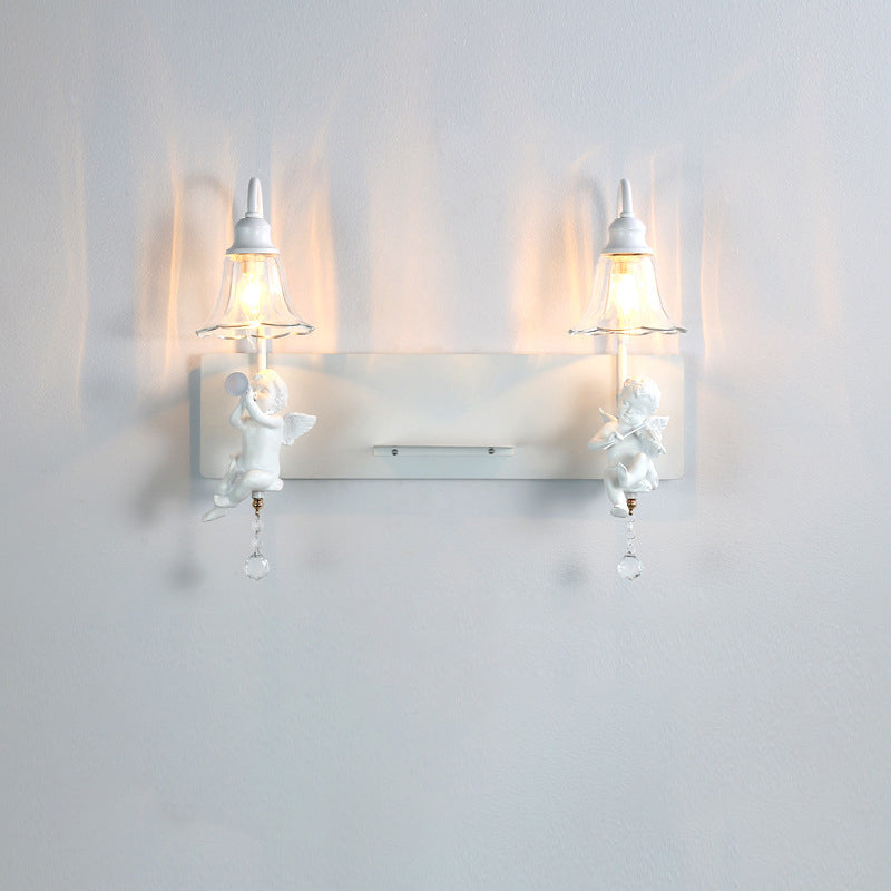 Creative Angel Petal Resin Glass 1/2 Light Wall Sconce Lamp