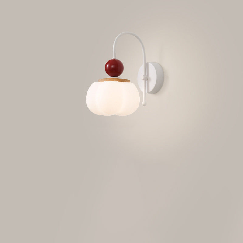 French Pumpkin Cotton PE Shade 1-Light Wall Sconce Lamp