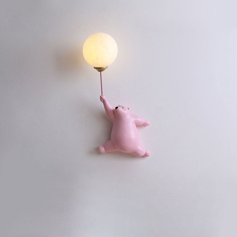 Creative Bear Resin Glass 1-Light Wall Sconce Lamp