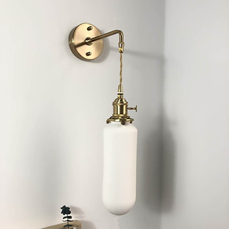Japanese Oval Brass Lucite 1-Light Wall Sconce Lamp